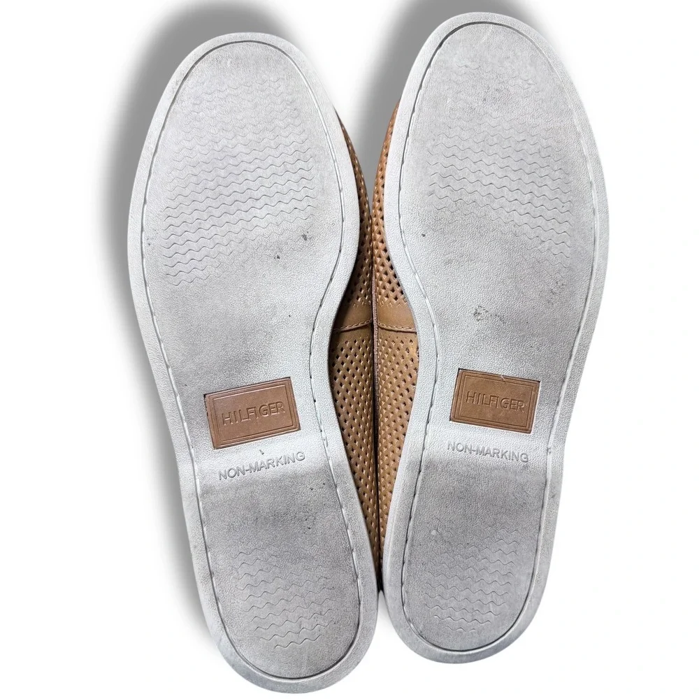Tommy Hilfiger Mens Leather Perforated Boat Shoes Tan Size 13 BOWMAN